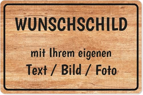 Schild aus Aluminium-Verbundmaterial personalisiert, Hinweisschild selbst gestalten mit Wunschtext & Foto, wetterfest, langlebig, 30 x 20 cm - Holzdesign