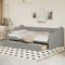 Aoskem Polsterbett Bett 90x200 cm Einzelbett Kinderbett mit Stauraum 2 Schubladen, Schlafsofa Tagesbett Bettgestell mit Lattenrost, Stauraumbett Jugendbett Gästebett, Ohne Matratze, Kunstleder (Grau)