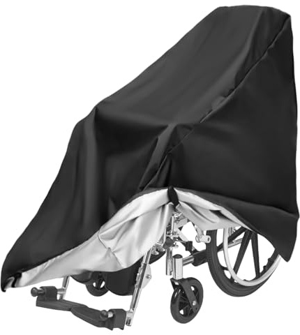 Wasserdichte Abdeckung für Rollstuhlfahrradroller, 210D Oxford Staubdicht Rollator, Faltbar Schwarz, für Meisten Rollatoren (M-115cm*65cm*120cm)