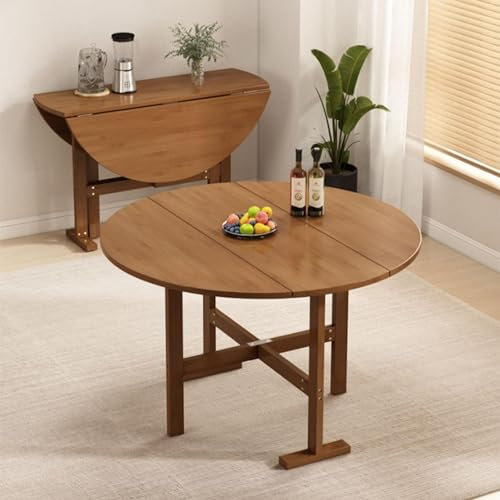 Klapptisch, rund, ausklappbare Tische für kleine Räume, klappbarer Esstisch, Küchentisch aus Bambusholz, für Ess-/Wohnzimmer, Büro, Terrassenparty (Farbe: Stil 2, Größe: L140 x H76 cm) To pursue