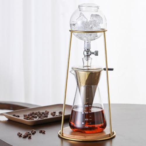 MiBoce Tragbare Kalttropfkaffeemaschine, Drip Tower-Kaffeemaschine, 400-ml-Kaffeekanne Aus Glas, Mit Edelstahl-Regulierventil, V-förmigem Auslauf, Für Das Heimbüro