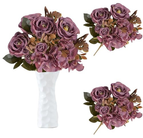 astylishome Artificial Flowers for Graveside Artificial Roses Silk Flowers Fake Stem Blooming Rose Bridal Bouqets For Wedding Home Birthday Party Arrangment Garden Decoration 3305