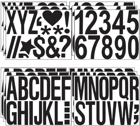 12 Stück Klebebuchstaben Wetterfest,Buchstaben Aufkleber Groß,Large Number Stickers,Selbstklebende Vinyl Buchstaben Zahlen für Briefkasten Schilder Adressnummer Plakat,Selbstklebebuchstaben (Schwarz)