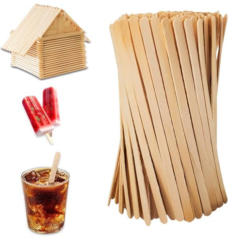 200 varillas agitadoras de madera, palillos de palitos de 11 cm de largo, palillos de madera desechables para café, palitos de café, palitos de hielo, palitos de hielo de madera, para café, té, leche