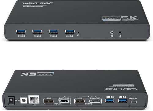 WAVLINK Stazione aggancio DisplayLink, Universale, doppio HDMI e doppio DP