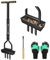 Charmofun Aeratore per Prato Manuale, Arieggiatore Manuale Aeratore Prato con Vassoio di Stoccaggio, Attrezzo da Giardino e Guanti, Aeratore per Prato, Cortile, Giardino