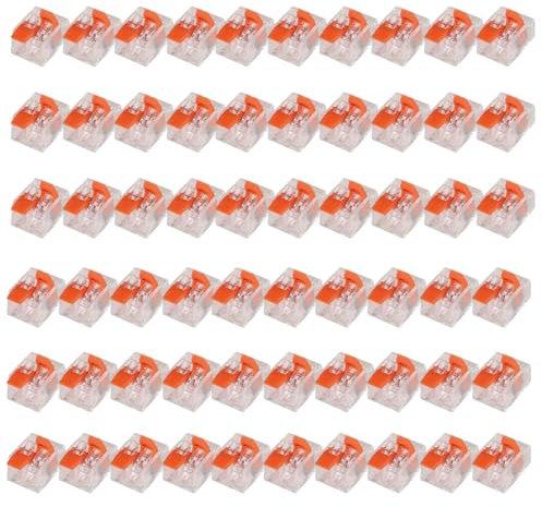 60 pezzi Connettori Elettrici Rapidi, Blocchi Connettori Elettrici, 2-porte Morsetti Elettrici Rapidi, Connettore Elettrico con Leva in PC e Ottone, per Cavo da 0,14-4 mm²