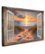 MuchoWow© Bilder Groß 120x80 cm XXL Wohnzimmer Deko Modern Wandbild Kunstdruck auf Leinwand Bild Schlafzimmer über Bett Room Decor Geschenke Fensterblick - Strand - Dünen - Sonnenuntergang
