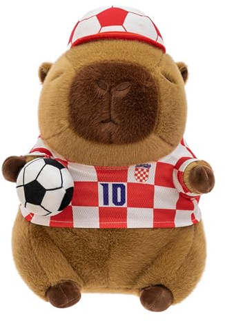 Ueiwffzo Capybara Plüschtier Fußball Cartoon Tier Kuscheltier, Niedlicher Plushie Puppen, Kreativ Capybara Fußball Plüschtier Plüsch Kissen Geschenke Für Jungen Mädchen (25cm)