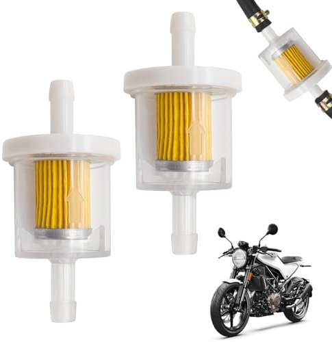 Lote de 2 filtros de gasolina de 8 mm, filtro de combustible transparente para motocicleta, barco, quad, ciclomotor y cortacésped, conexión de filtro de combustible