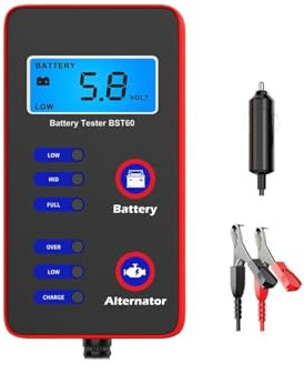 Car Battery Tester, BST60 12V Digital Car Battery Tester Quick Tester Alternator Charging With Lighter Adapter Car Battery Test Tool