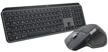Logitech MX Master 4 + MX Keys S (Graphite) | Souris ergo sans fil, retour haptique, Bluetooth, Win/macOS + Clavier sans fil rechargeable USB-C, Silencieux, AZERTY FRA