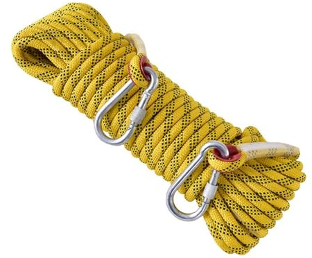 Corde d'escalade 12 mm 15 m, 30 m, 60 m, 120 m, 200 m, avec 2 crochets en acier pour randonnée, escalade statique