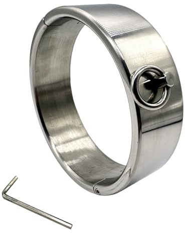 YAXZA Metall Sex Halsband Halsreif mit O-Ring 4cm Hoch Edelstahl Sex Halsfessel BDSM Collar Kragen SM Bondage Halsbänder O-Ring Restraint Spiel SM Fetisch Sklaven Sexspielzuege für Männer Frauen