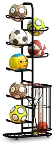 Portapalloni Relaxdays, per palloni, con cestello, Metallo, Porta palloni per Basket e Calcio, Varie Dimensioni e Colori