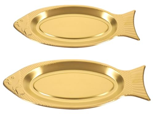 LOLIPPYY Platos de Pescado al Vapor de Acero Inoxidable 2 Piezas (35 Cm y 40 Cm) en Forma de Pez, Bandejas para Servir Aperitivos y Comida, Resistentes al Calor para Restaurante y Uso