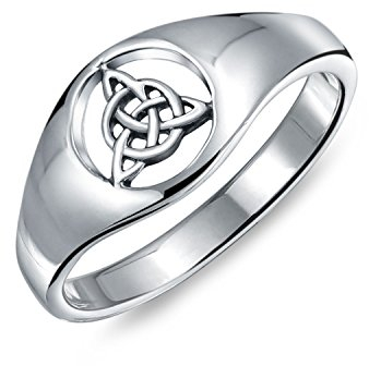 Personalisierter Unisex Antiker Wikinger keltische Unendlichkeit Trinity Knot Triquetra Siegelring für Frauen .925 Sterling Silber anpassbar
