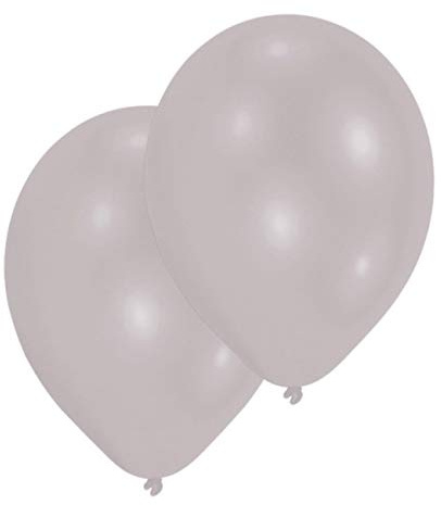 Amscan INT995456 - Latexballons Metallic Silber, 25 Stück, 27,5 cm / 11, Luftballon