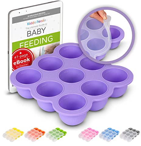 KIDDO FEEDO Congélation Purée Bébé, Silicone de qualité Premium, Sans BPA, eBook Gratuit par l'Auteur/Diététicien, Violet