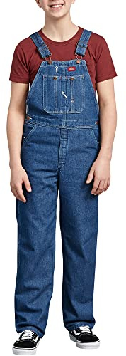 Dickies Big Boys' Denim Bib Overall, Stone Washed Indigo Blue, Medium (10/12)