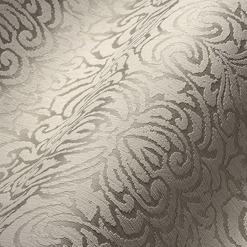 A.S. Création Architects Paper Textiltapete Tessuto 2 Tapete mit Ornamenten barock 10,05 m x 0,53 m beige braun Made in Germany 961931 96193-1