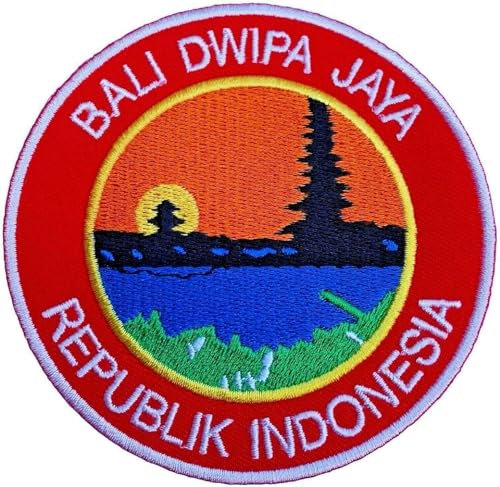 Bali dwipa Jaya Indonesien Patch (8,9 cm) bestickt Eisen/Nähen auf Badge Uluwatu Souvenir Aufnäher indonesischen Insel Tragetasche Tempel Kuta SEMINYAK Sanur