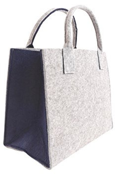 Filztasche Einkaufstasche Tasche Shopper ca. 35 x 20 x 28 cm (Hellgrau-Navy)