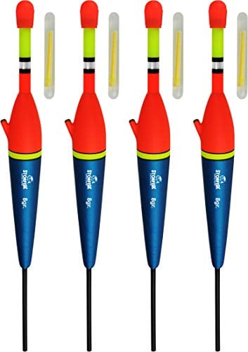 Storfisk fishing & more 4 Stück Allround Knicklicht Durchlaufposen inkl. Knicklichter Set, Schnurlauf innen, Gewicht:8 Gramm
