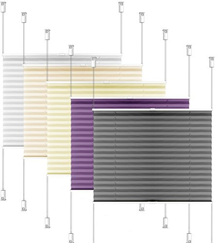 S SIENOC 2X Plisse-Rollo Easyfix Montage ohne Bohren, Plissee Jalousie mit Klemmfix | Sonnenschutzrollo Faltrollo Klemmträgern für Fenster/Tür | verspannt Faltstore Rollo 2 Stück (60x130 cm, Grau)