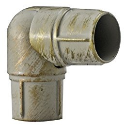 Your Home Online 19mm & 28mm Single Corner Bay Window Curtain Pole Elbow Joint Connector Bracket Rod (Brushed Cream & Gold, 19mm Diameter Poles)