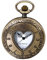 JewelryWe Taschenuhr Damen Herren Retro Vintage Herz Analog Quarz Uhr mit Kette Umhängeuhr Pocket Watch Muttertagsgeschenk Bronze