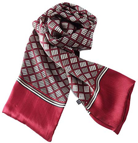 YangtzeStore Sciarpa lunga in raso Charmeuse per gli uomini, A quadri bordeaux, 63x10