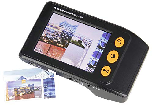 Safe 9791 Video Lupe „Pocket“ – Elektronische Leselupe mit 9 cm Bildschirm, 2X-25X Vergrößerung, Speicherfunktion & Monitor-Anschluss – Kompakte Sehhilfe inkl. Zubehör