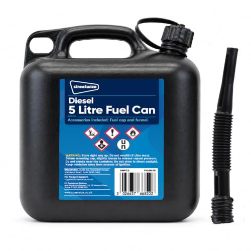 Streetwize - 5 Litre Diesel Fuel Can - Fuel Transport and Storage - Ideal For: Cars, Vans, 4x4's, Caravans and Motorhome's