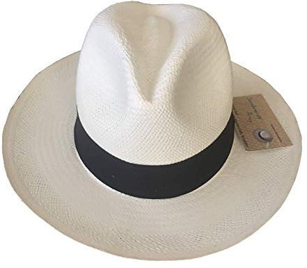 Genuino Panama Hat, Tejido a Mano en Montecristi, Ecuador (3X-Large 62cm) Blanco