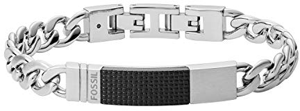 Fossil Herren Plaque Silber-Tone-Stahlarmband, JF03315040