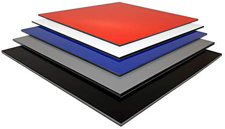 plaque aluminium composites Dilite® - 3 mm - Différentes couleurs et découpes, plastique, Noir mat/brillant, 1220 x 745 mm