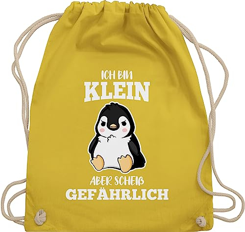 Shirtracer Turnbeutel Rucksack - Sprüche Statement mit Spruch - Ich bin klein aber scheiß gefährlich Pinguin weiß - Unisize - Gelb - stoff beutel+rucksack+mit+sprüchen spruechen turn tasche beutel
