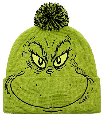 Bioworld The Grinch Big Face Knit Pom Beanie, Mehrfarbig, Einheitsgröße