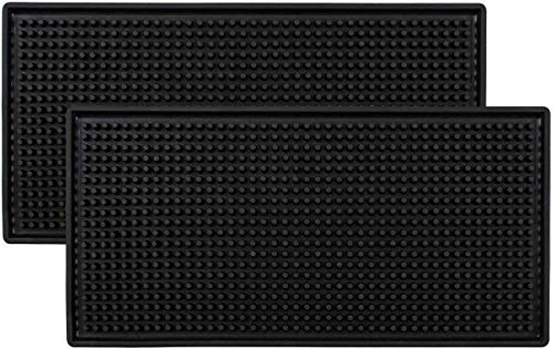 Tapis de Bar,2 PCS Tapis de Bière en Caoutchouc Noir Tapis de Service de Boisson Antidérapant PVC Tapis de Déversement de Barre pour Cocktail Bière Café Hôtels Maison Pub Cuisine Vin thé Caboteur