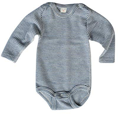 Lilano, Warmer Baby Body Ringel, 70% Wolle (kbT), 30% Seide, 210 gr./m² (Marine geringelt, 68)