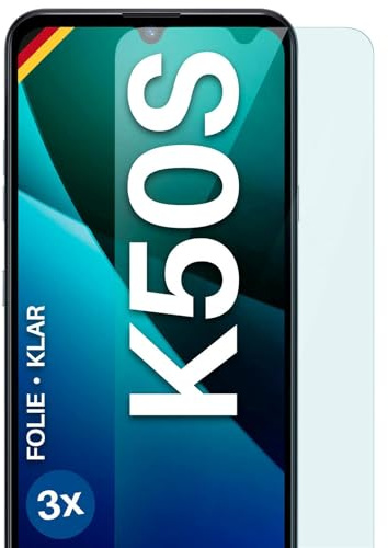 moex für LG K50s Schutzfolie Displayschutz Folie Ultra-klar HD 0,2 mm kompatibel mit jeder Hülle, Anbringen ohne Blasen, Handyfolie Extra Kratzfest, FlexProtect 3 Stück