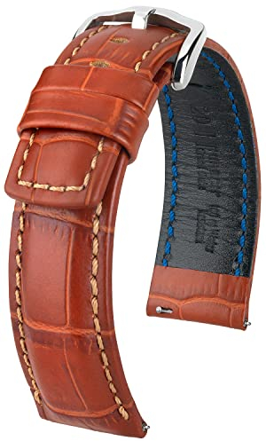 HIRSCH Uhren-Band Grand Duke L - Premium-Lederband für Deine Armbanduhr - Goldbraun - 20 mm