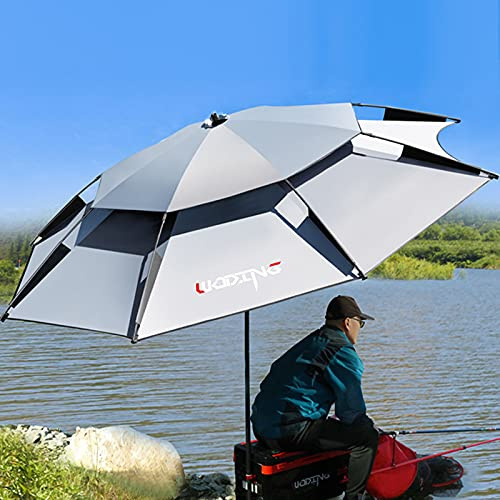 Refue 2M Strandschirm Sonnenschutz Marktschirm Stabiler Anglerschirm aus Polyester UV-Schutz Kippbare Streben grau (Size : 2.2M/7.2ft)