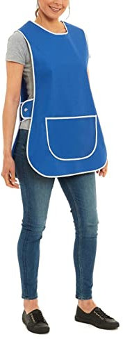 ER Direct Womens Home Work Kitchen Catering Cleaning Bar Plus Size Plain Coloured Large Pocket Side Fastening Tabard Apron (Royal Blue, M)