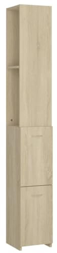 vidaXL Armoire Salle de Bain, Colonne de Rangement, Placard de Toilette, Meuble sur Pied de Maison Intérieur, Chêne Sonoma Bois d'Ingénierie