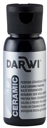DARWI - DA0380050100C - Un flacone di vernice lucida per ceramica - Colore nero - 50 ml CERAMIC - Pittura per ceramica - Tempo libero creativo - Attività manuale - Fai da te