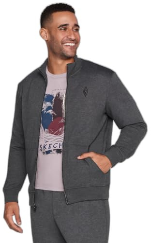 Skechers GO Walk Everywhere Hoodie-Jacke ohne Kapuze, für Herren, mit durchgehendem Reißverschluss und Stehkragen