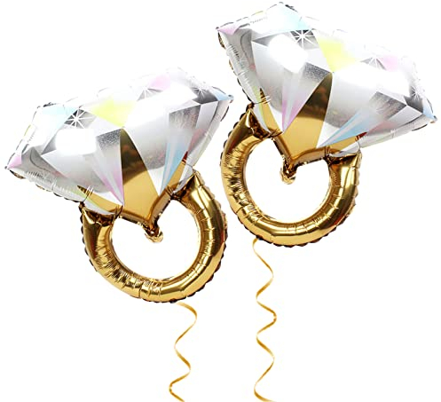 2 x Diamant-Ring-Luftballons, Diamant-Ring-Luftballons, Verlobungsdekoration, Jahrestag, Brautparty, für romantische Hochzeit, Brautparty, Jahrestag, Verlobung, Party-Dekoration