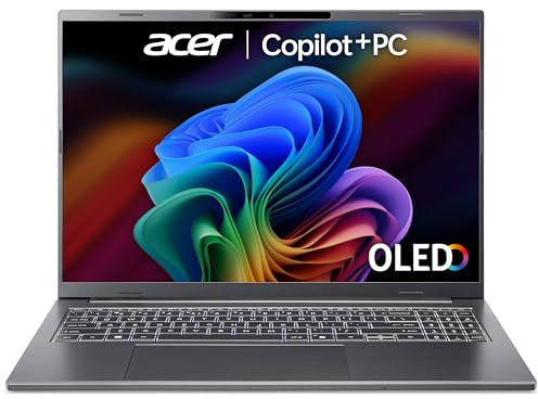 acer Aspire AI 16 A16-52M Co-Pilot+ Laptop - Intel Core Ultra 5 226V, 16GB, 512GB SSD, Integrated Graphics, 16 WUXGA+ OLED, Windows 11, Iron